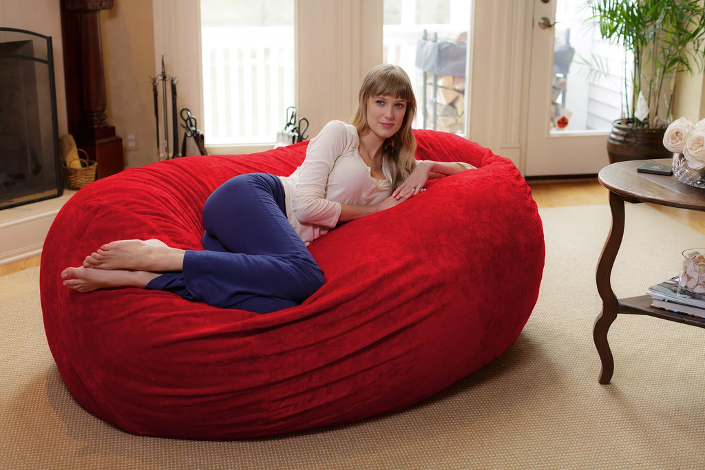Memory Foam Lounger with Ultra Fur Cover, 6 ft, Ultra Fur Red U4381
