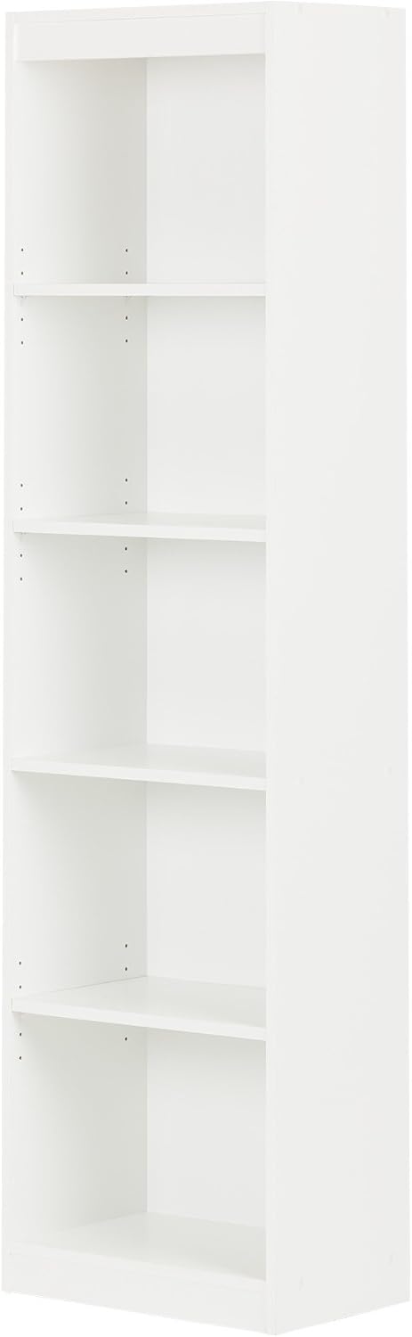 5-Shelf Narrow Bookcase Pure White T513391