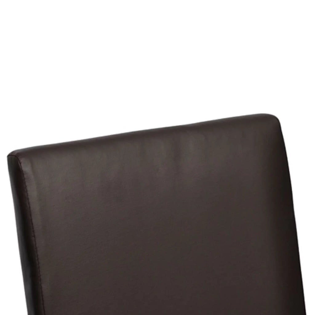 Set of 4 Brown Leather Dining Chairs with Wooden Legs W665