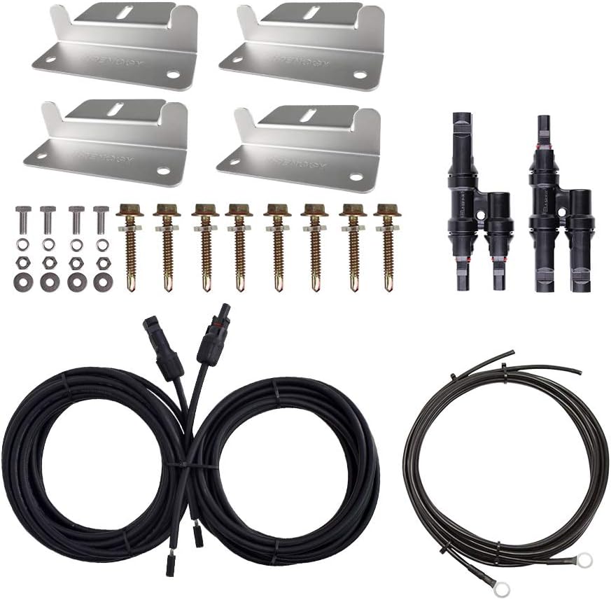 200W Solar Panel System with Tray Cable, Adaptor Kit, Z Bracket, Y Branch Connector E923297