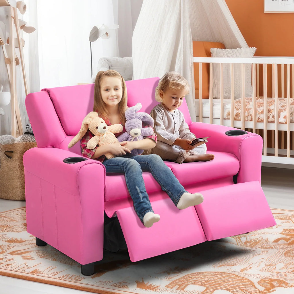 Pink PU Leather Kids Recliner Chair W4755