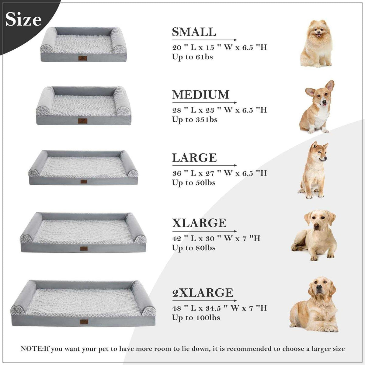 Large Dogs Orthopedic Sofa Dog Bed with Removable Waterproof Cover I52951