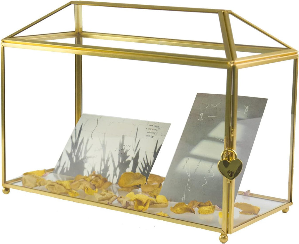 Gold Glass Card Box with Lid X65153