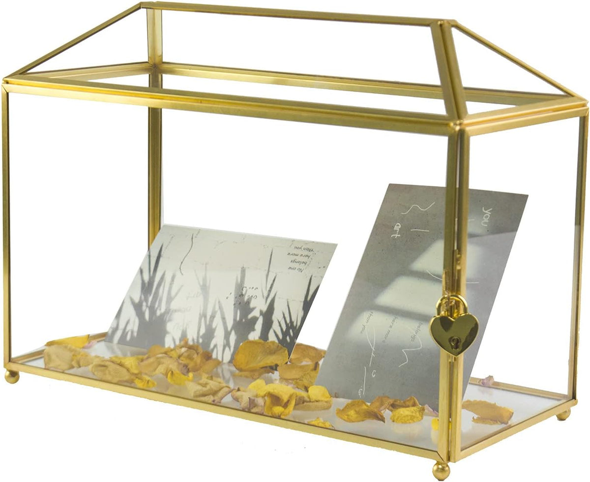 Gold Glass Card Box with Lid X65153