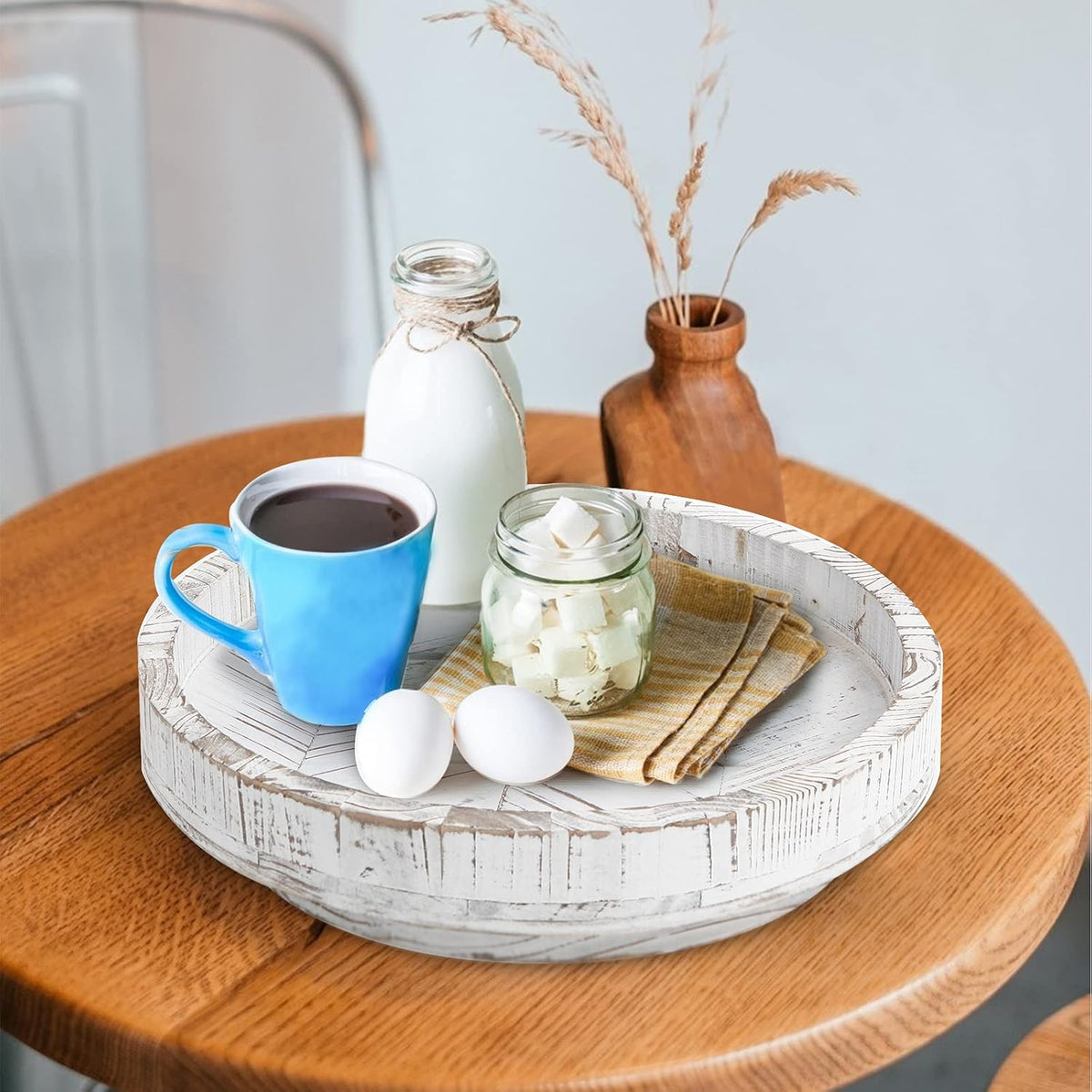 White Round Wood Lazy Susan 12 Inch I13897