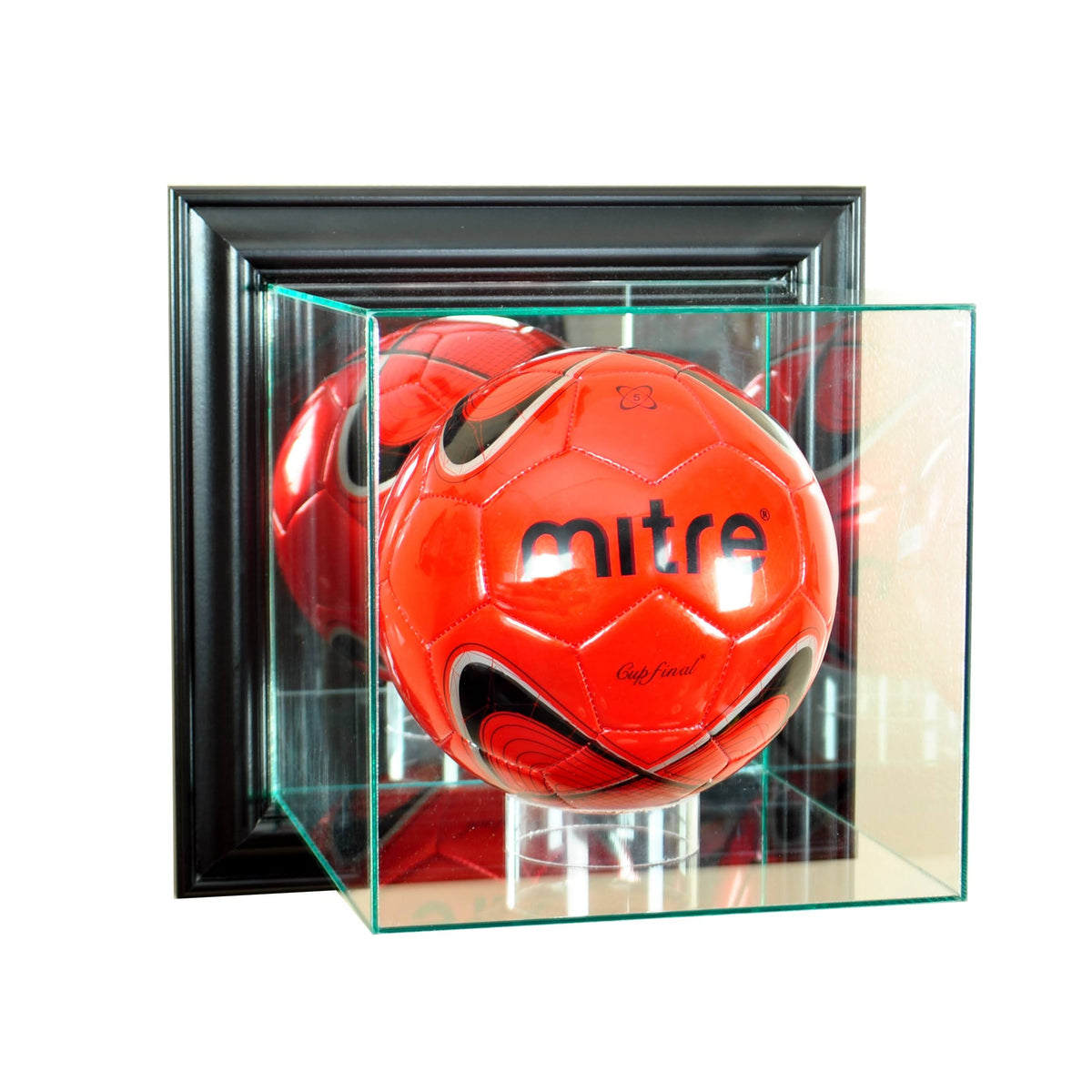 Soccer Display Case Wall Mounted with Black Wood A725159