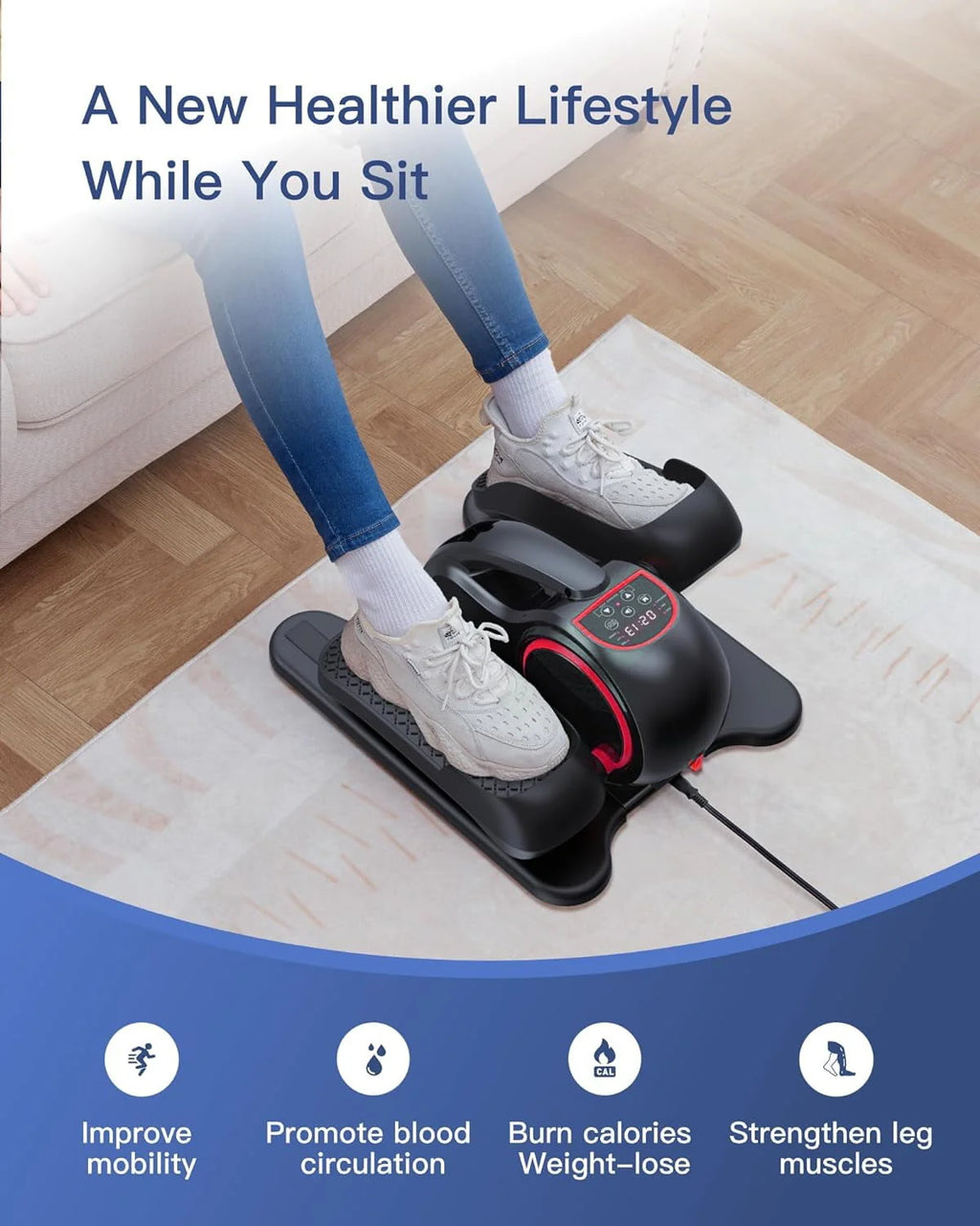 Under Desk Ellipticals Electric with Remote Control & Non-Slip Pedals G1666