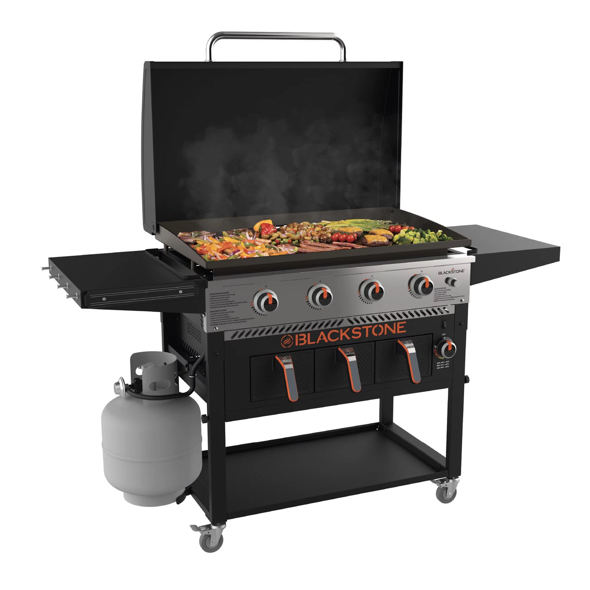 4-Burner Propane Griddle with Air Fryer and Hood L21687