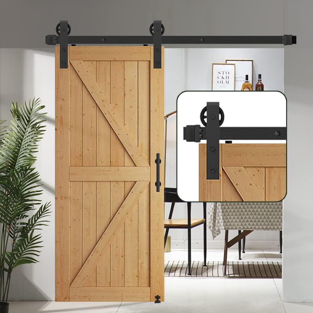 6.6FT Heavy Duty Q235 Carbon Steel Barn Door Hardware Kit N711268