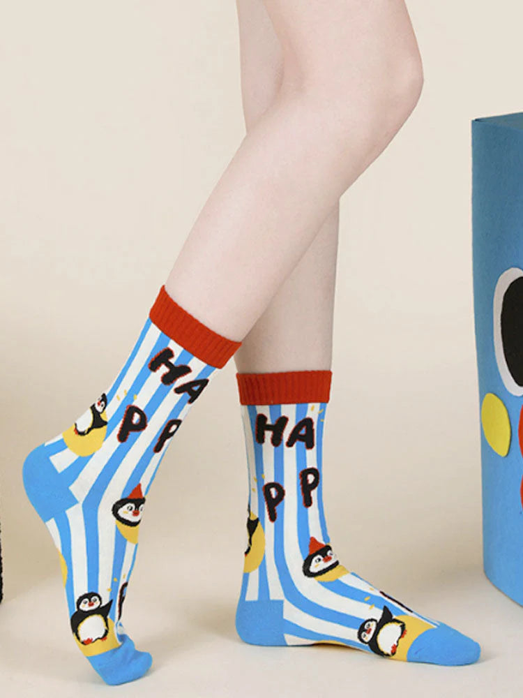 Cute Cartoon Penguin Polka Dot Socks Z434