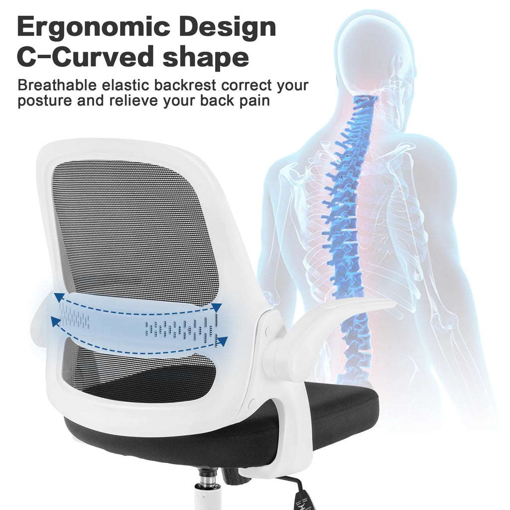 Black Office Chair with Flip-up Armrests S8700