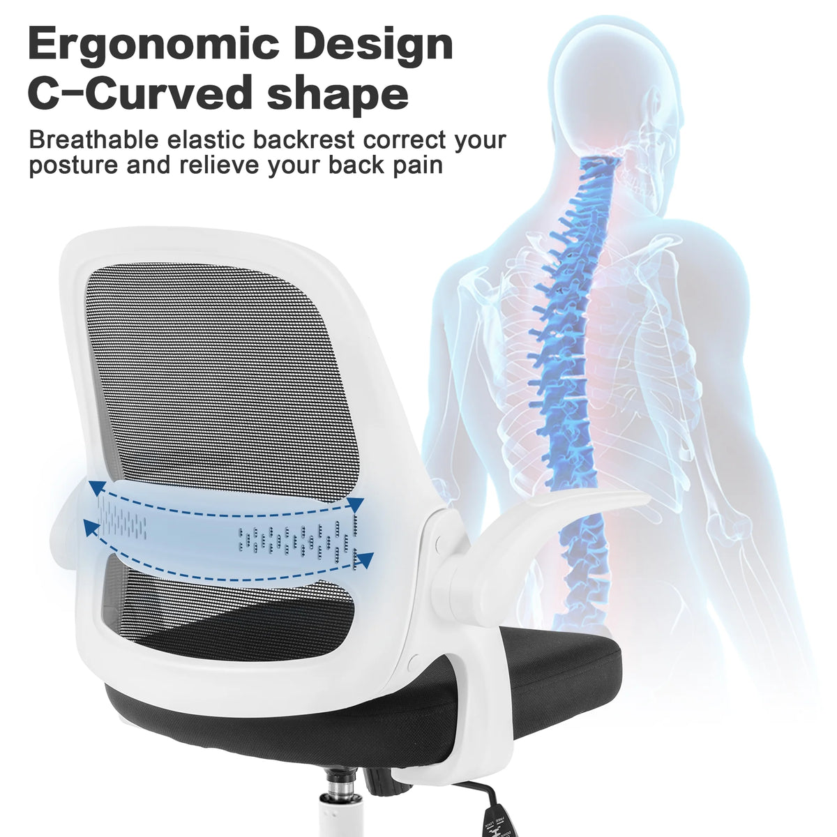 Black Office Chair with Flip-up Armrests S8700