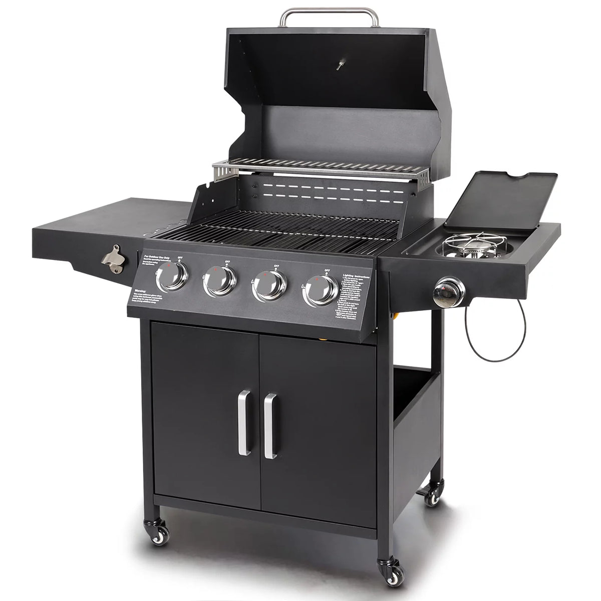 4-Burner Propane Gas Grill with Side Burner O52990
