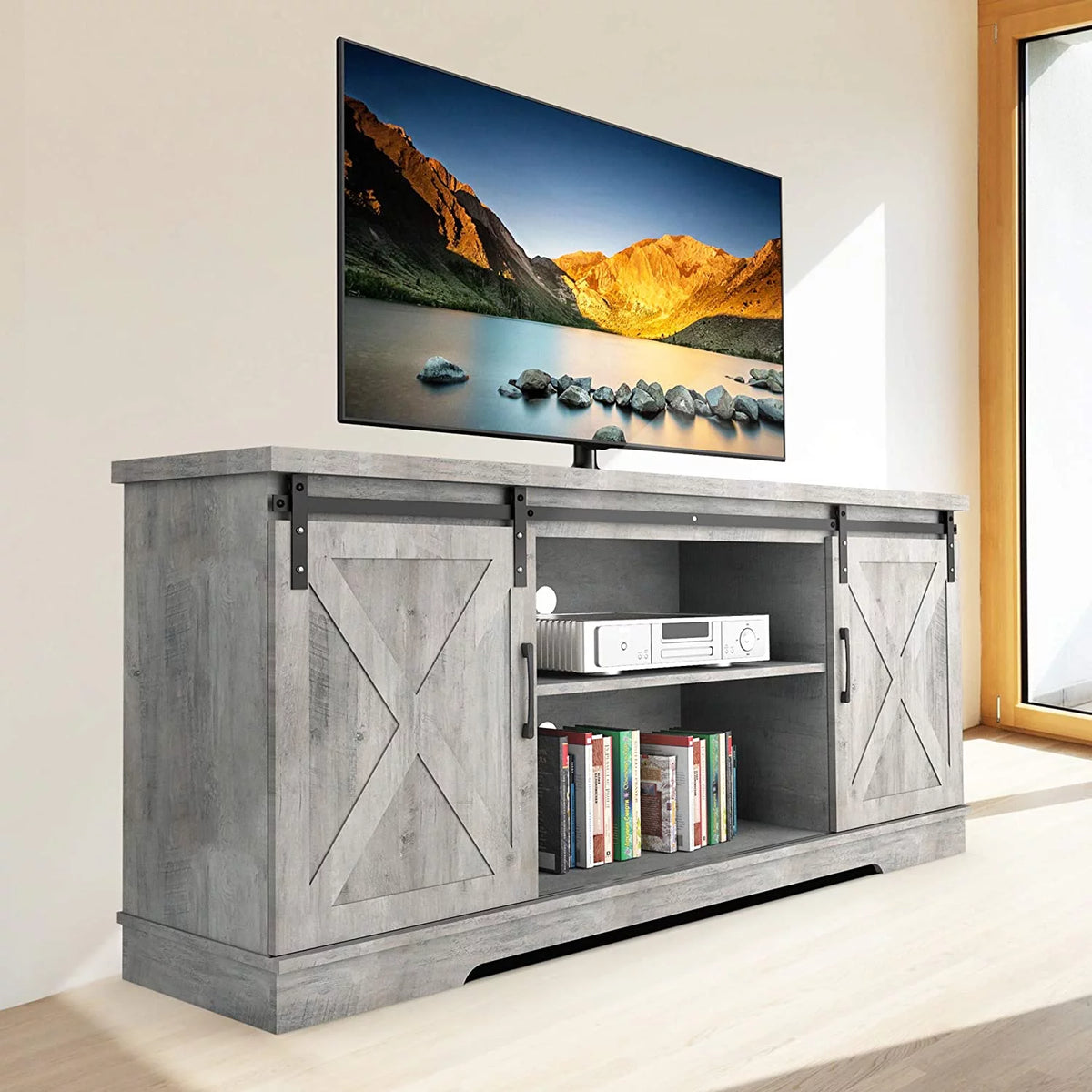 59" Sliding Barn Door TV Stand B314