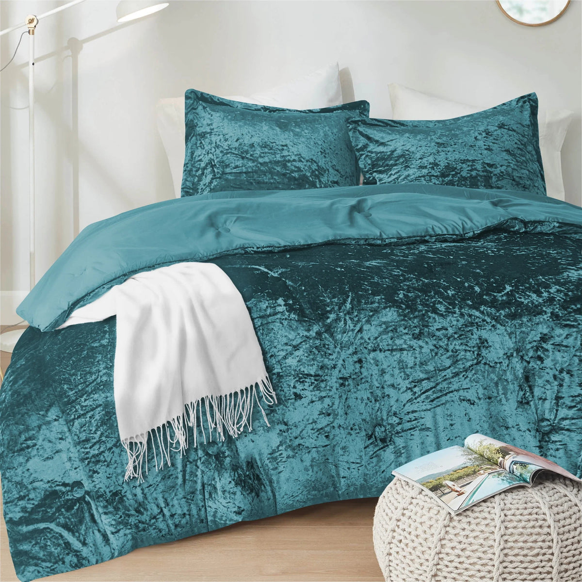 Blush Pink Velvet 3-Piece Comforter Set A533