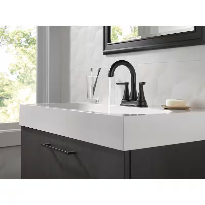 4 in. Centerset Double Handle Bathroom Faucet Matte Black U6216