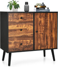 Storage Cabinet Buffet Sideboard with 3 Drawers and Adjustable Shelf H4899