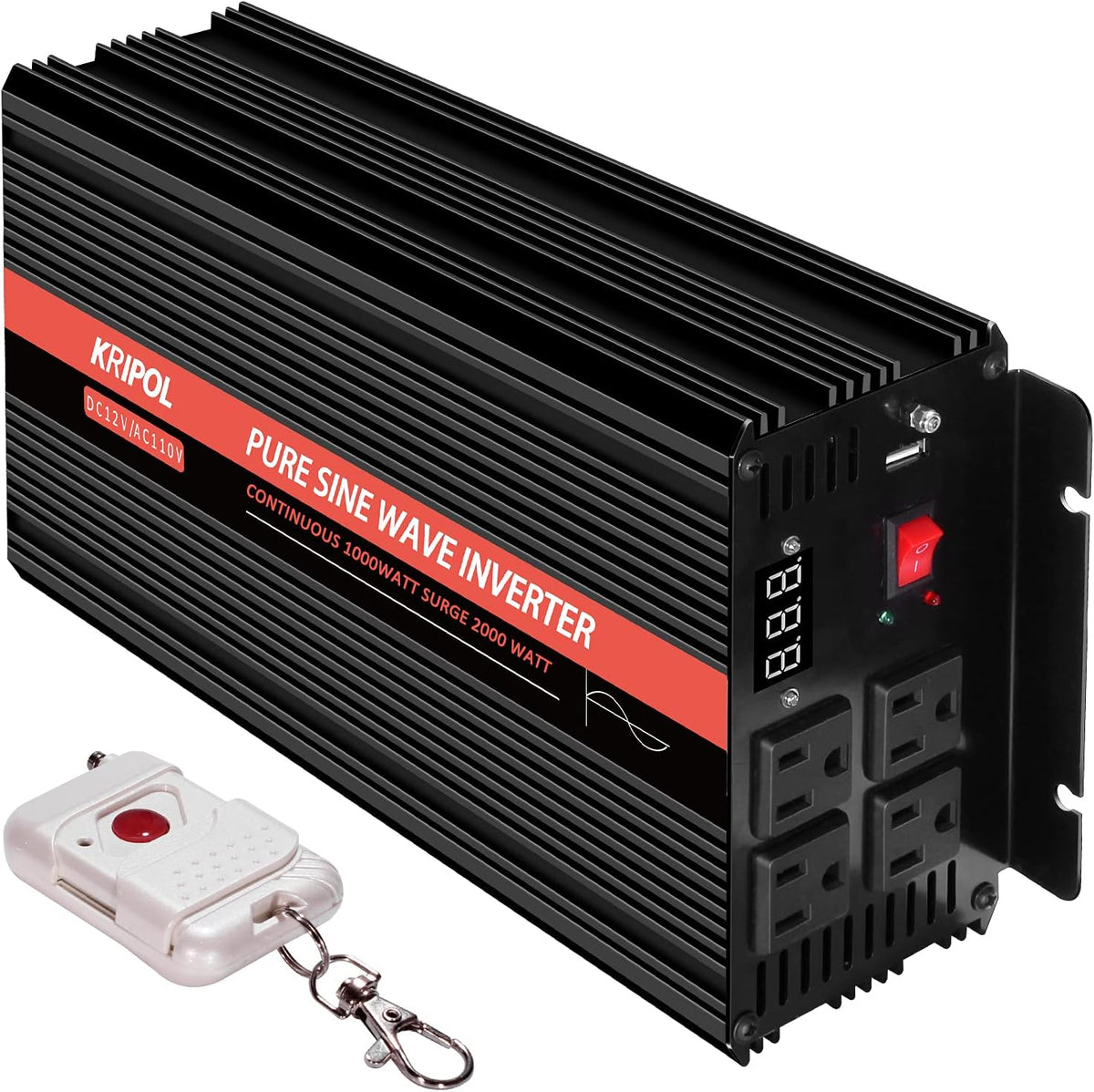 1000 Watt Pure Sine Wave Inverter 12v DC to 110/120v AC Z390011
