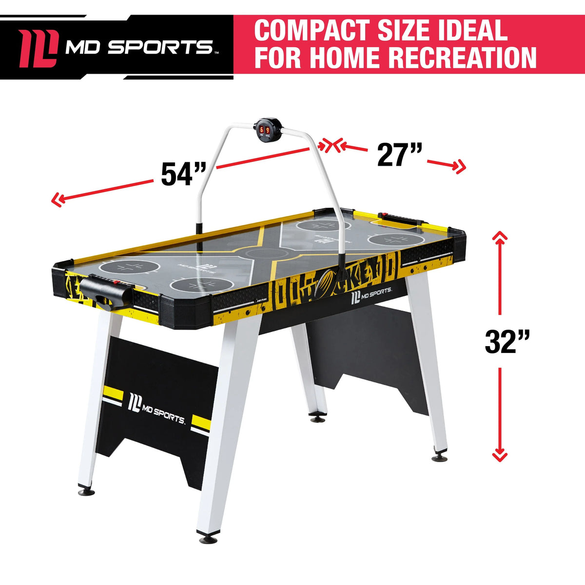 Black/Yellow Air Hockey Game Table C647078