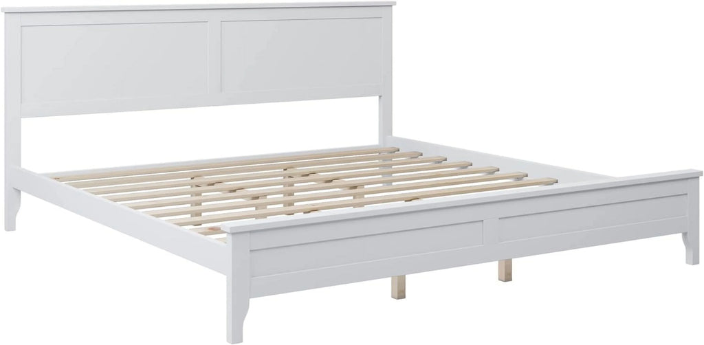 White King Size Solid Wood Platform Bed Z773787
