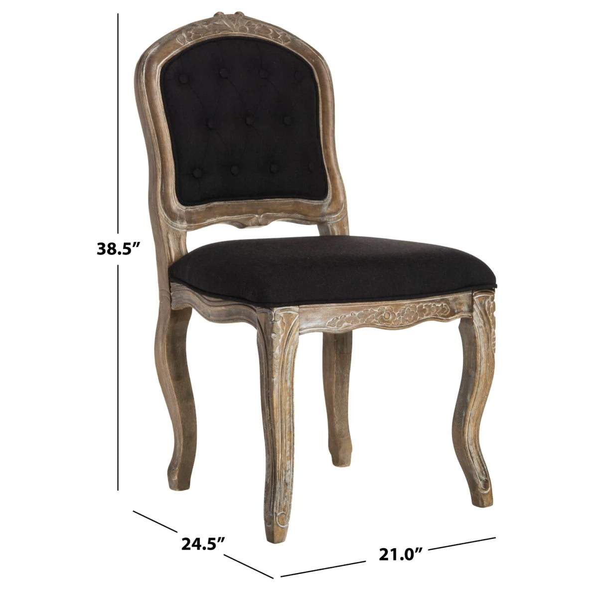 Black Rustic Oak Dining Chair Set of 2 I956001