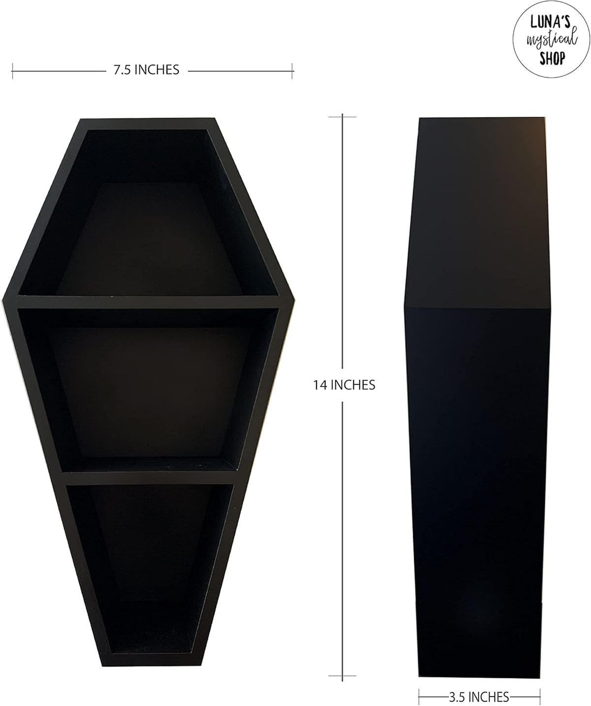 Black Wooden Floating Shelf 14 Inches Tall 7 Inches Wide Pack of 2 I374615