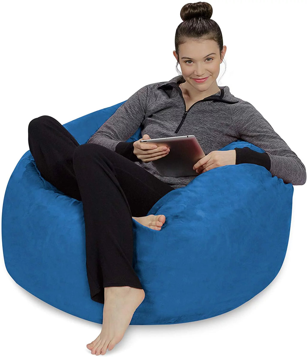 Plush Ultra Soft Memory Foam Bean Bag Chair with Microsuede Cover Royal Blue 3 G833688