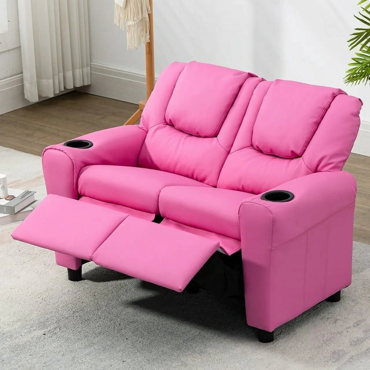 Pink PU Leather Kids Recliner Chair W4755
