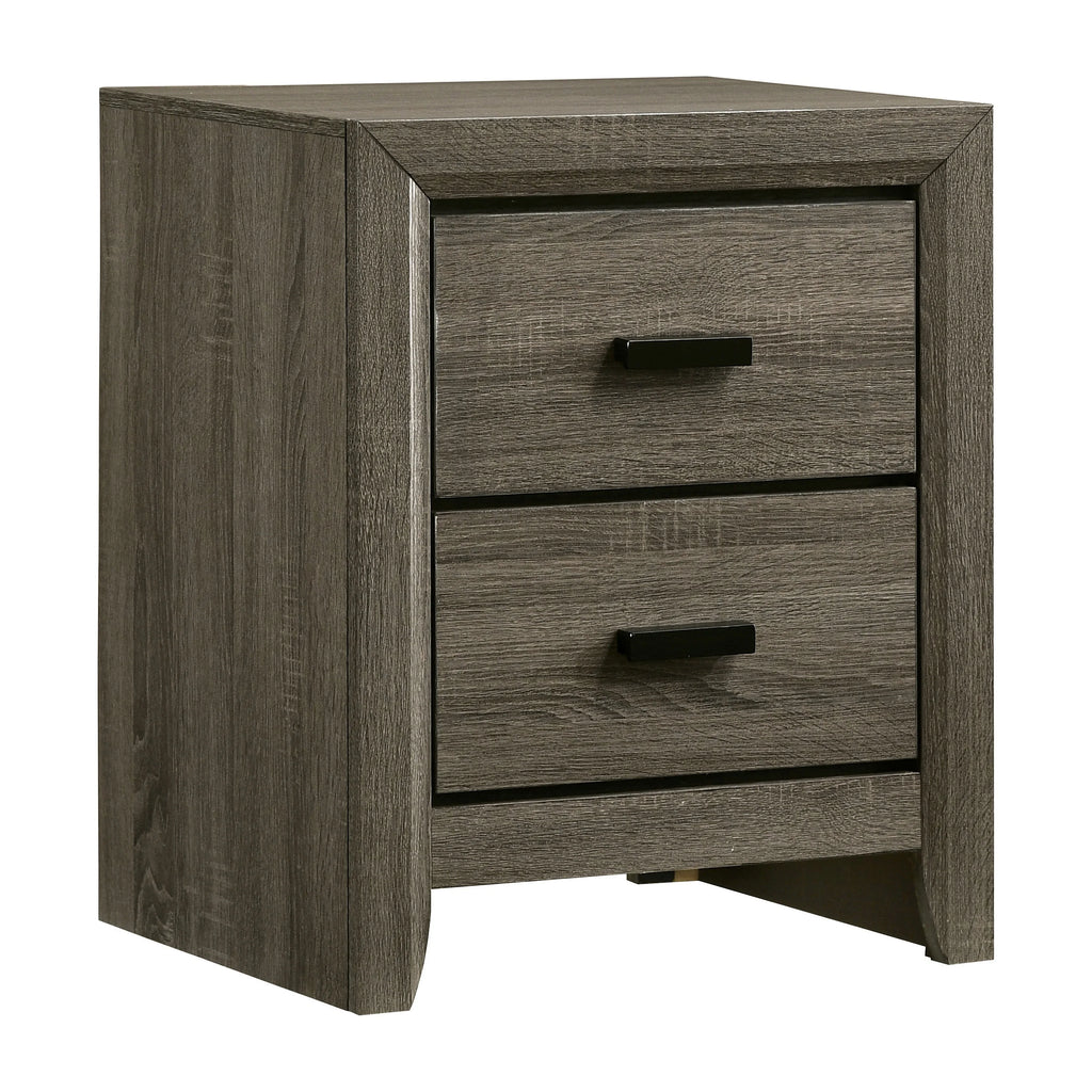 Grey Solid Wood 2-Drawer Nightstand N902