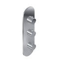 Round Three Hole Vertical Thermostatic Valve Trim Plate with Handle in Architectural White M181