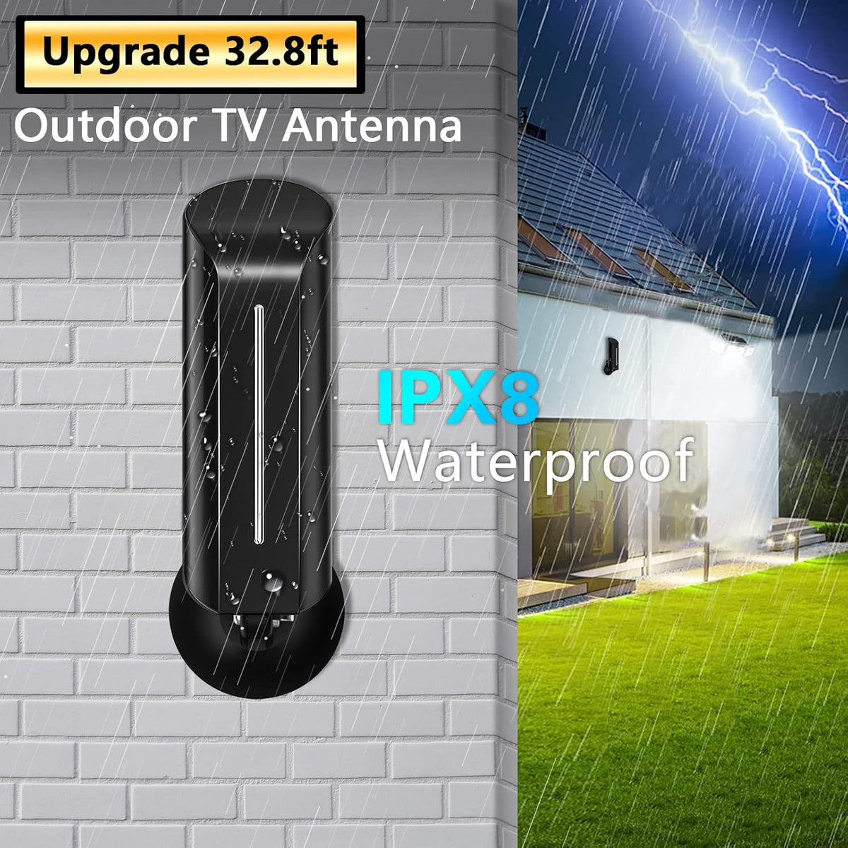 Outdoor HD Digital TV Antenna IPX8 Waterproof 300+ Miles Q2323