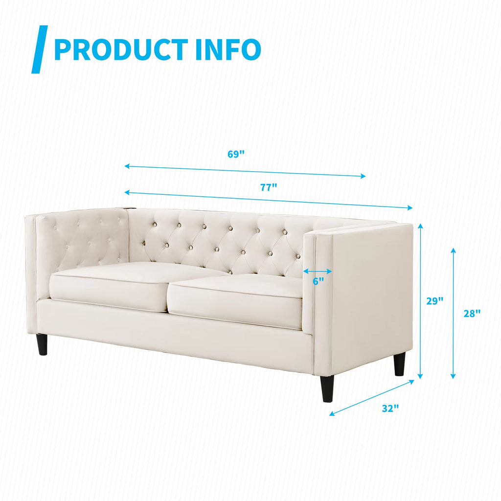 Velvet Tufted Sleeper Sofa Bed with Wood Legs B942