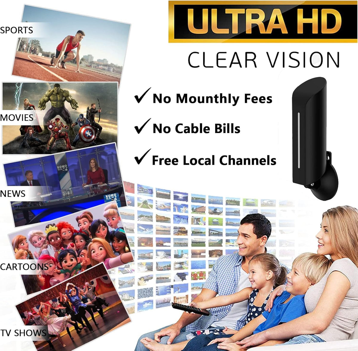 Outdoor HD Digital TV Antenna IPX8 Waterproof 300+ Miles Q2323