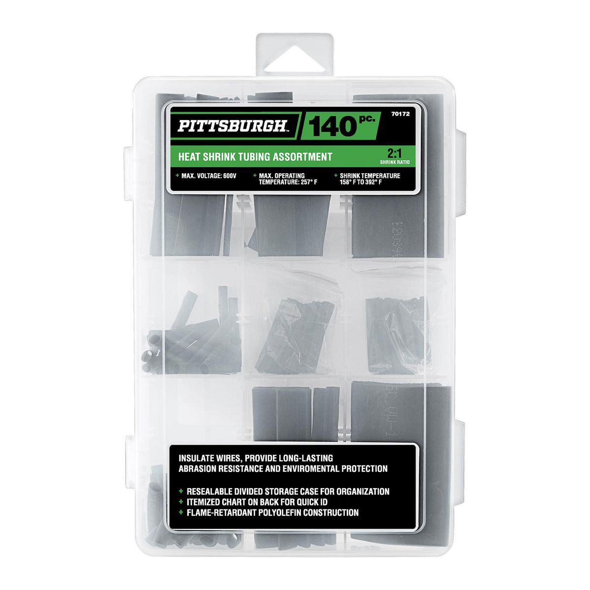 Heat-Shrink Tubing Assortment with Case, 140-Piece V1324