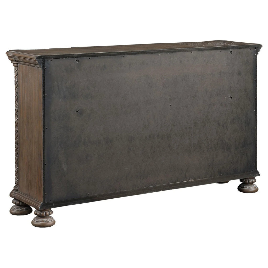Oak Brown Wood Dresser with 9 Drawers E182511