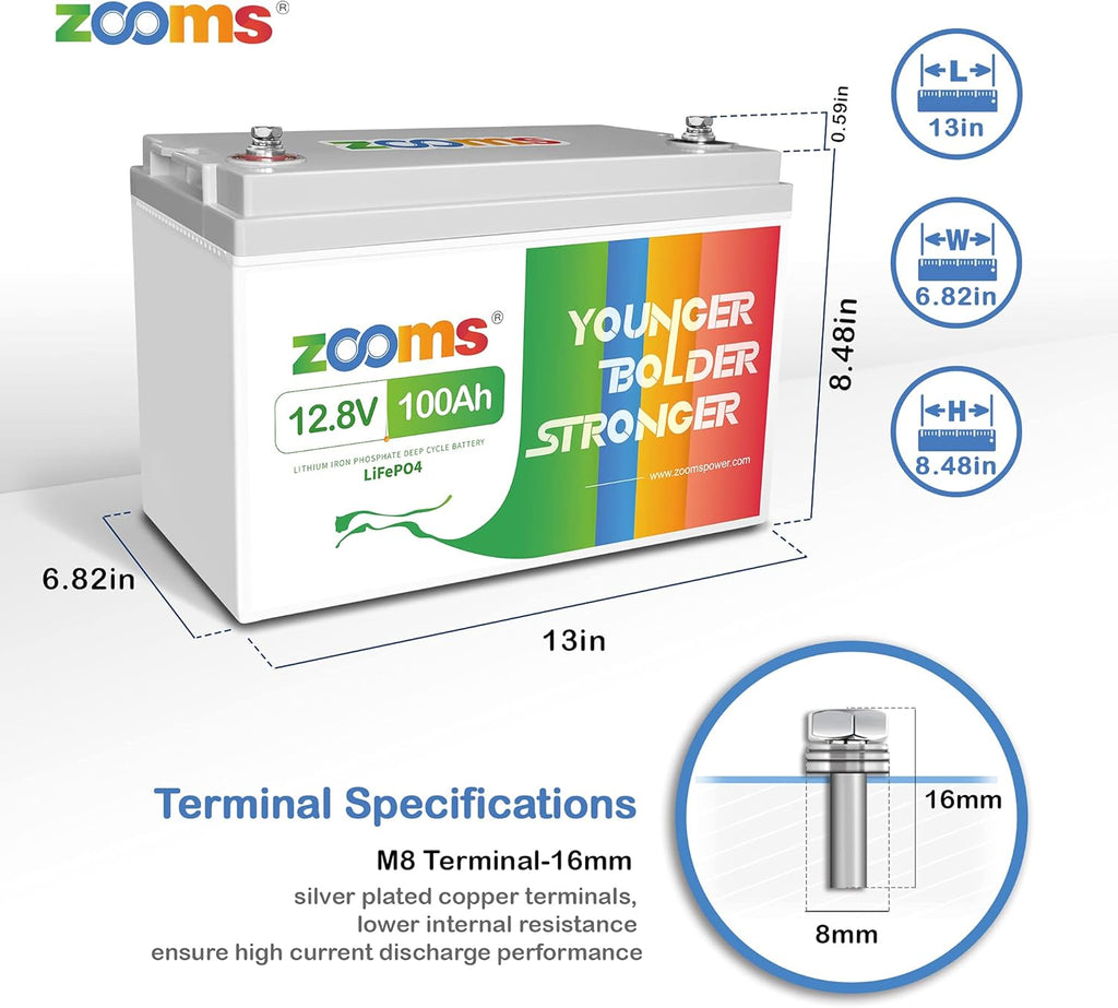 12V 100Ah LiFePO4 Deep Cycle Battery Q855