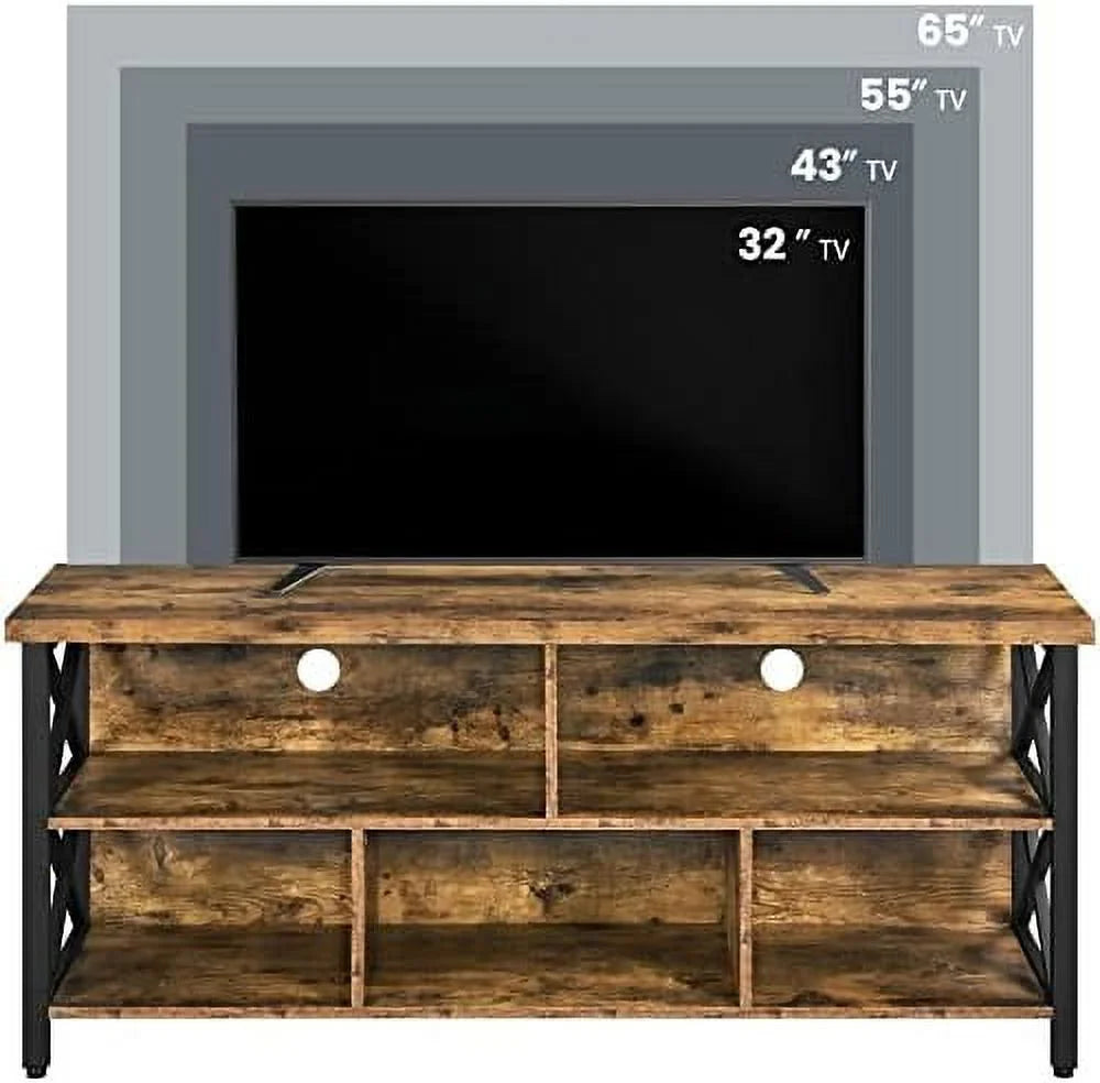 Industrial Wood and Metal TV Stand with Cabinet T317