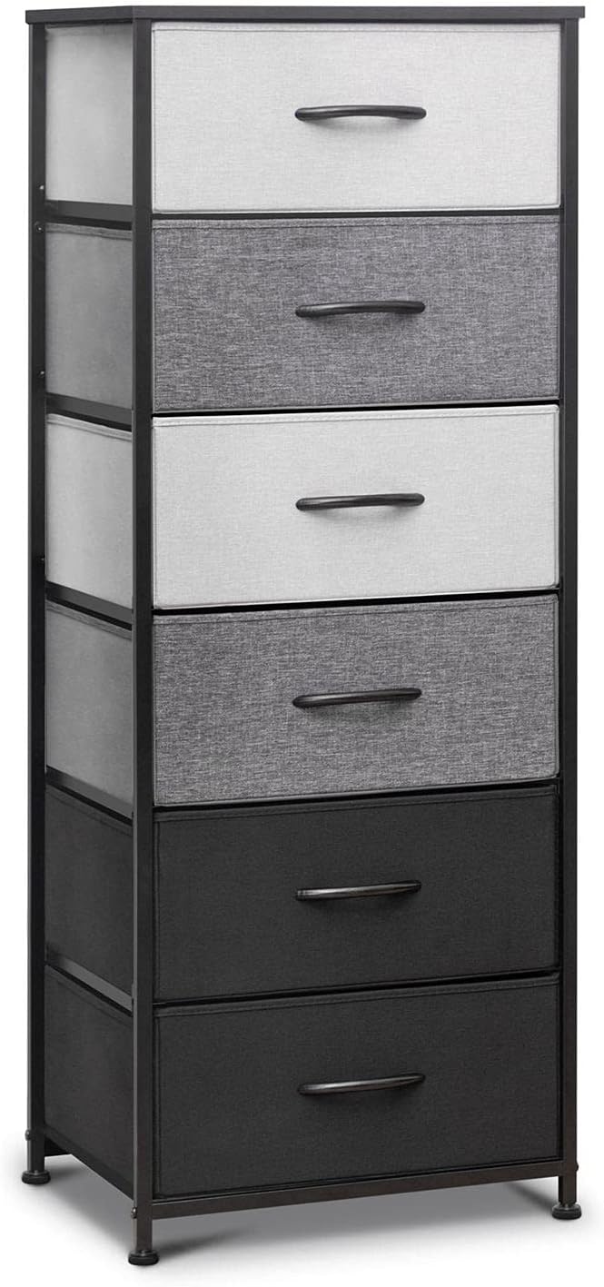 6 Drawer Fabric Dresser with Wooden Top B489