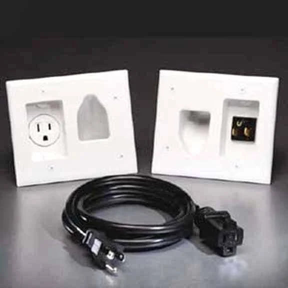 White Recessed Pro-Power Kit with Straight Blade Inlet E6221
