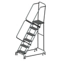 Steel Rolling Ladder with Handrails, 6 Steps, Gray P536