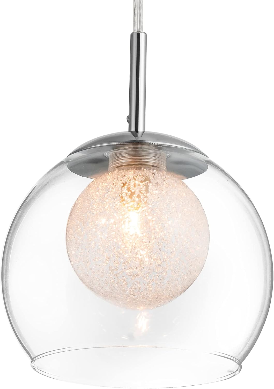Clear Glass Shade Black Metal Pendant Lighting R40800