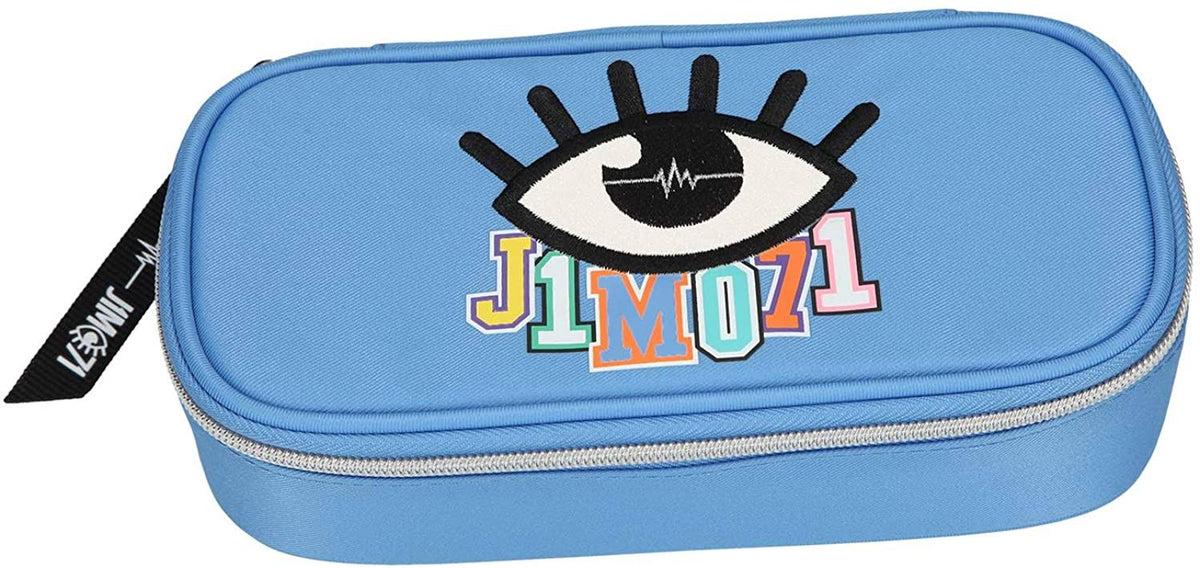 Azure Blue Pencil Case with Pen Loops and Protractor Compartment I70874