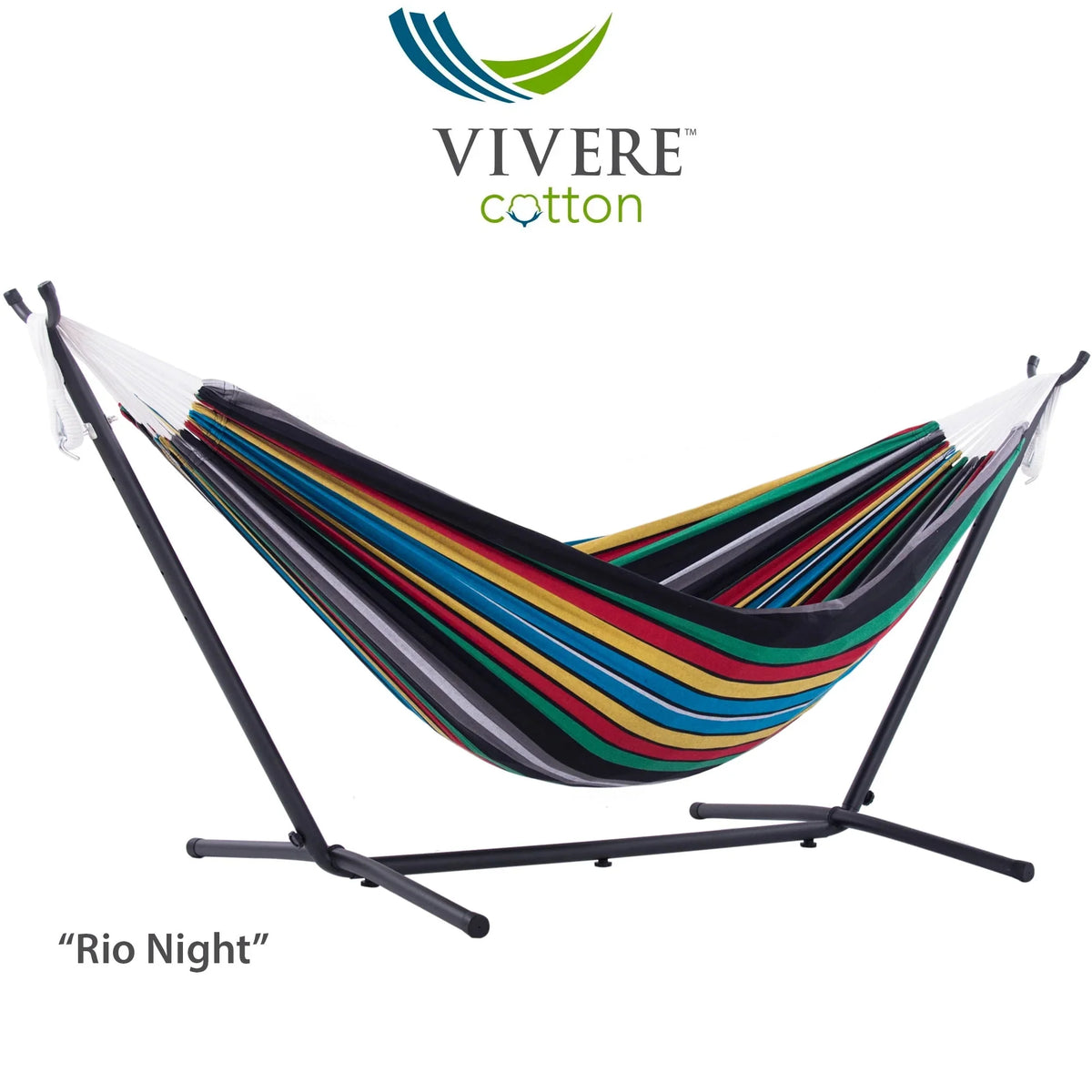 Double Cotton Hammock with Stand and Carry Bag N43916
