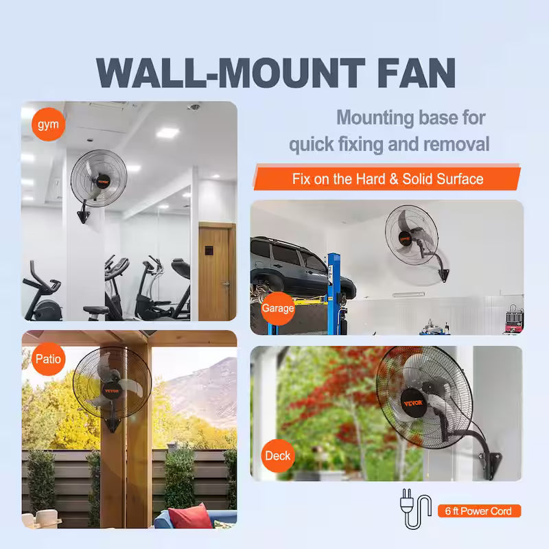 20 in. 3-Speed Oscillating Wall Mount Fan J788