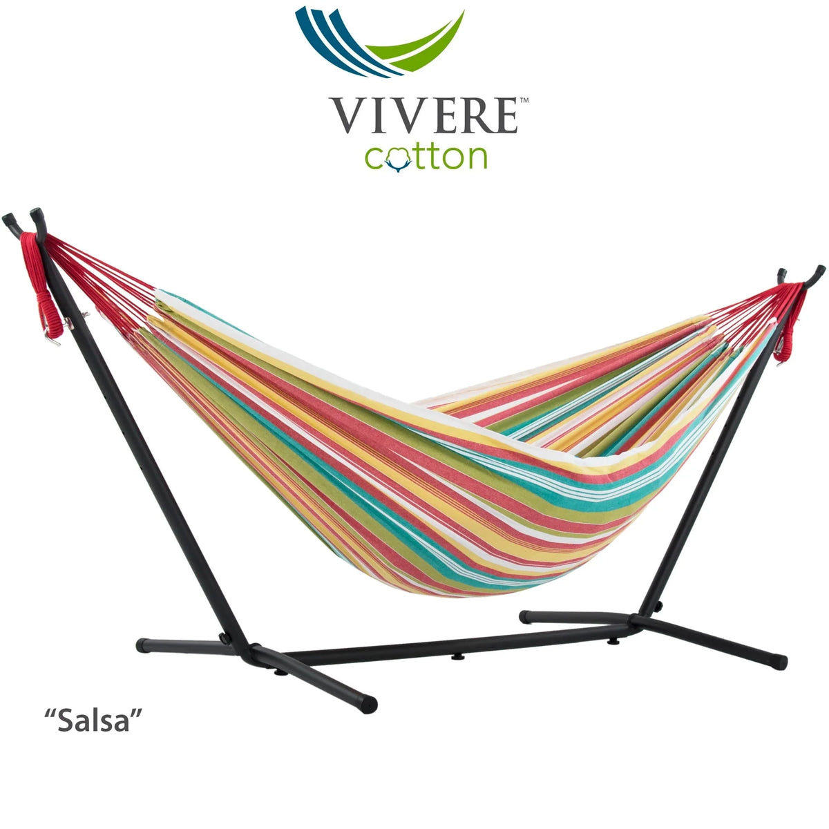Double Cotton Hammock with Stand and Carry Bag N43916
