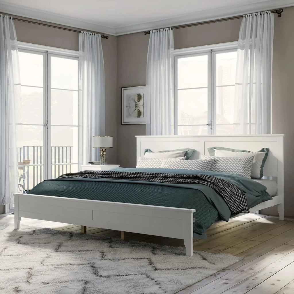 White King Size Solid Wood Platform Bed Z773787