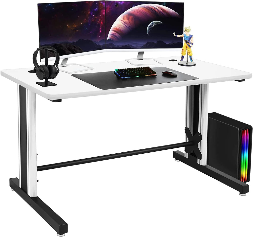 25" X 58" Black And White Computer Desk R6108