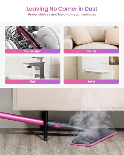 Steam Mop Cleaner with Detachable Handheld Steamer and Washable Microfiber Pads I454