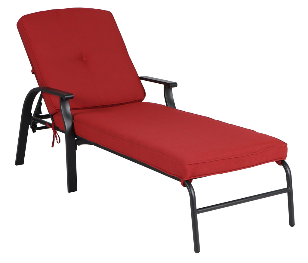 Red Cushion Steel Outdoor Chaise Lounge Q723679