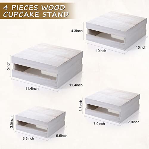 4 Pieces Wood Cupcake Display Stand Risers D496